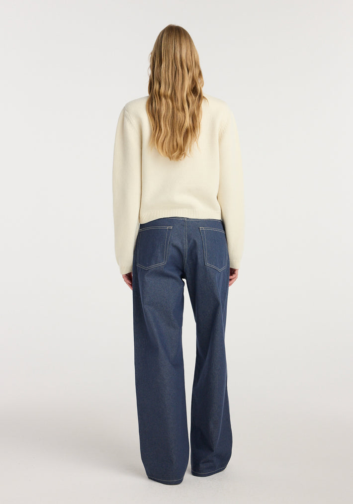 Statement shoulder cropped turtleneck | cream