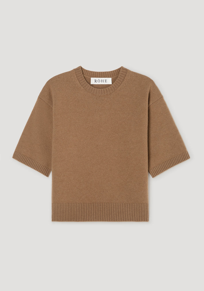 Compact knitted top | camel