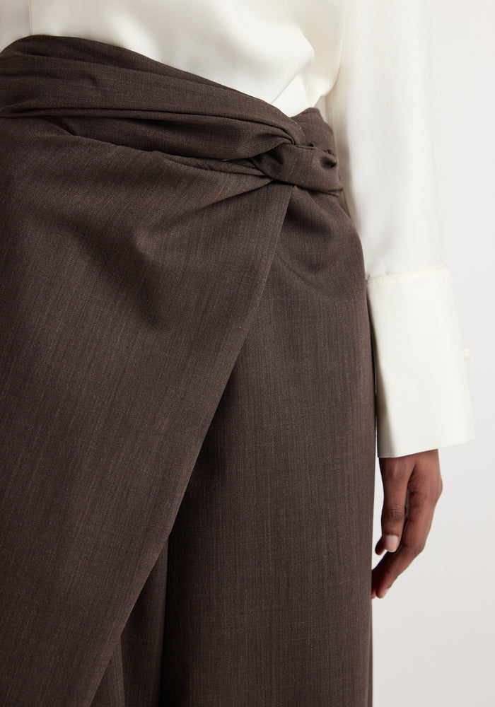 Sarong knot trousers | dark brown