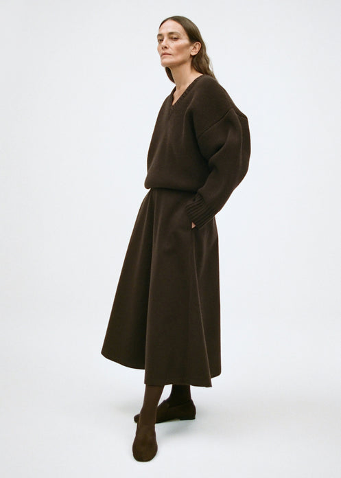 A-line skirt | dark brown