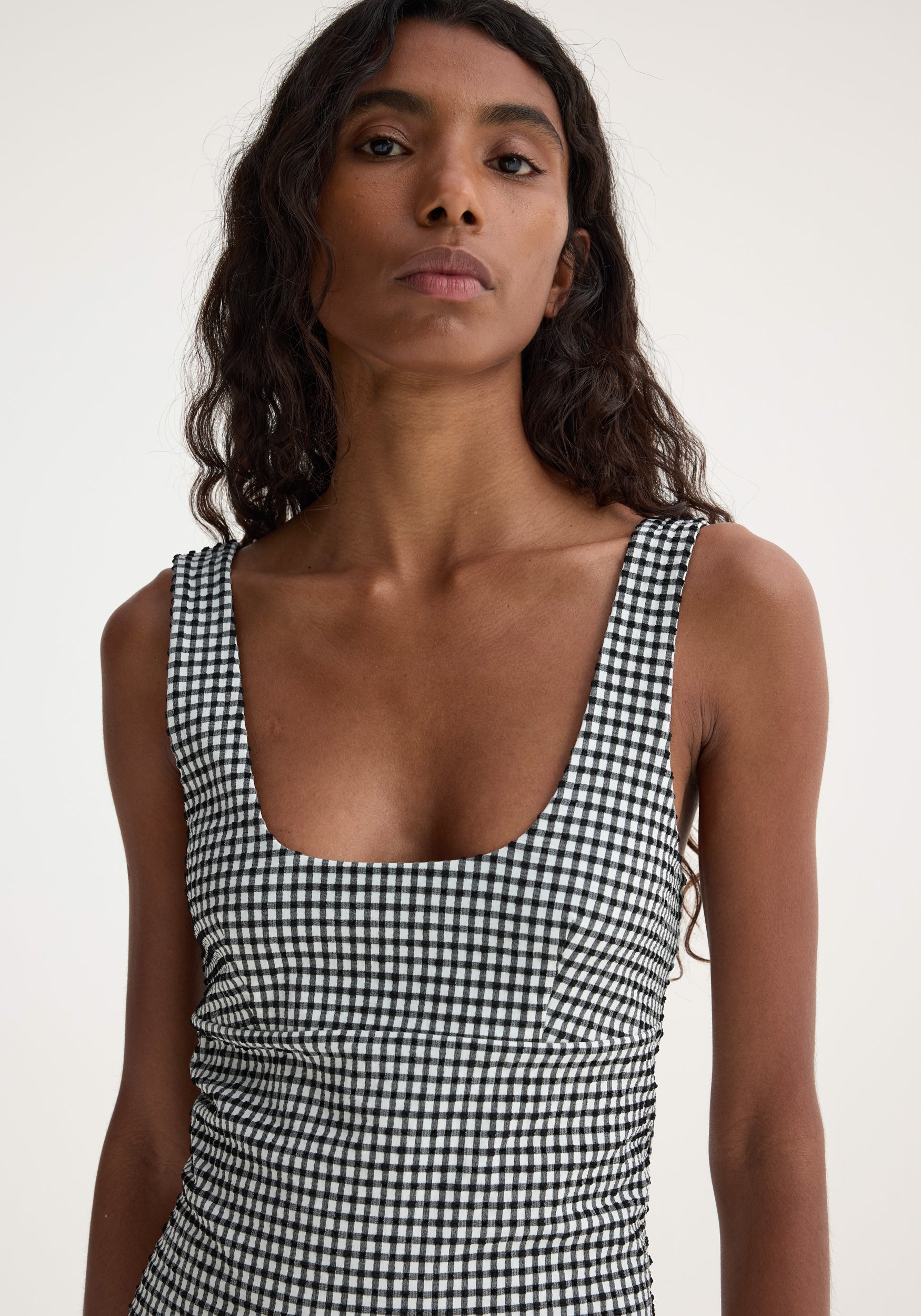 Gingham Embroidered Sleeveless Mini Dress main image 0