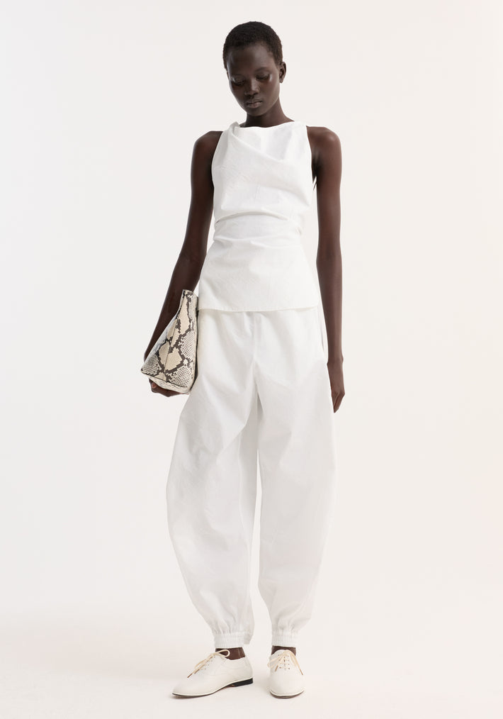 Open back crushed cotton top | optic white