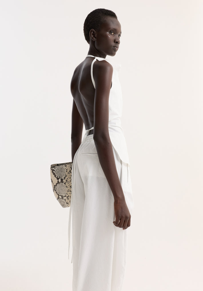 Open back crushed cotton top | optic white