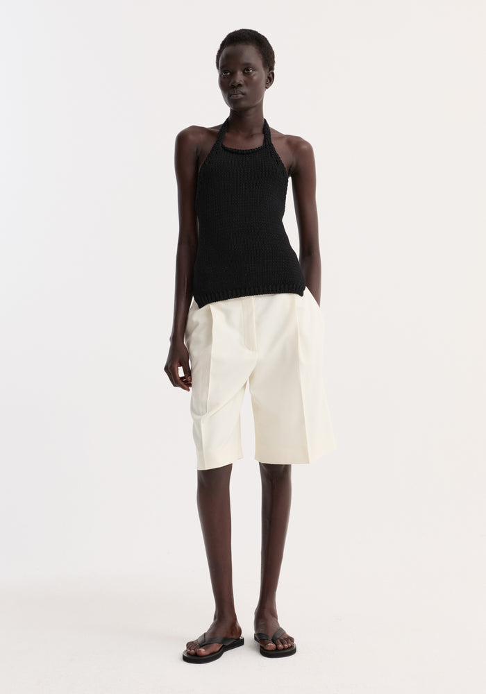 Chunky knit halter top | black