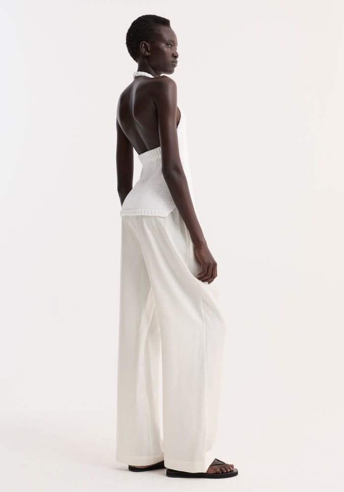 Chunky knit halter top | optic white