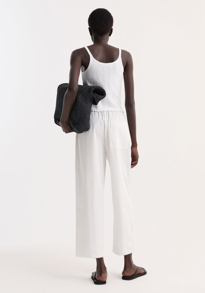 Embroidered poplin trousers | optic white