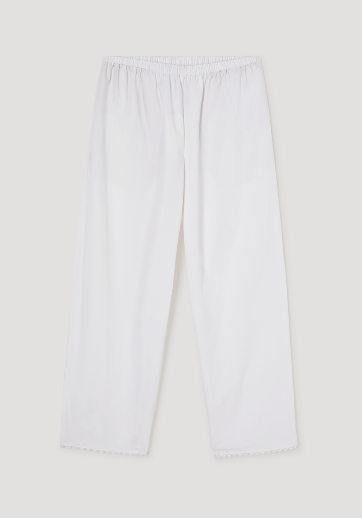 Embroidered poplin trousers | optic white