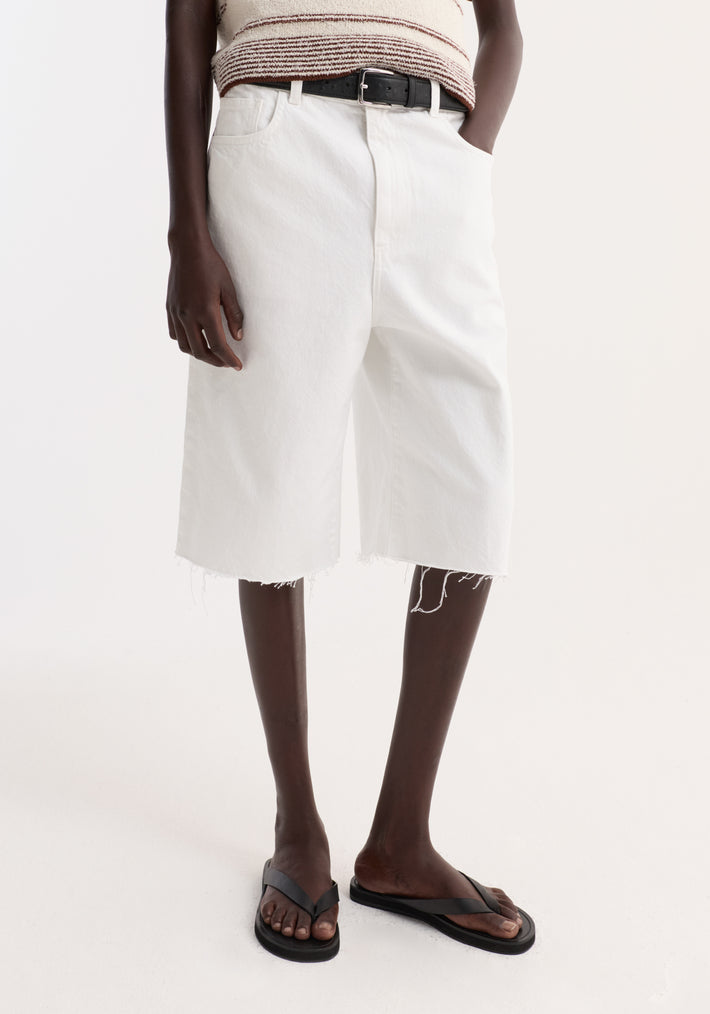 Baggy fit denim shorts | optic white