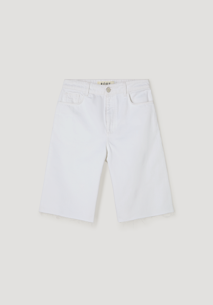 Baggy fit denim shorts | optic white