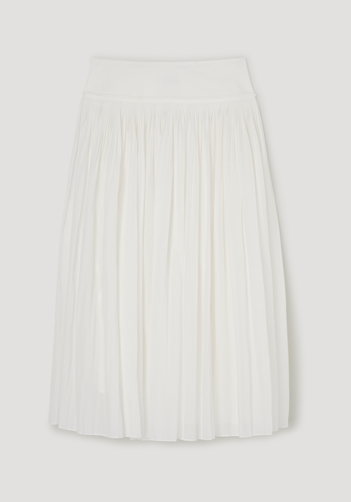 Pleated cotton muslin skirt | optic white