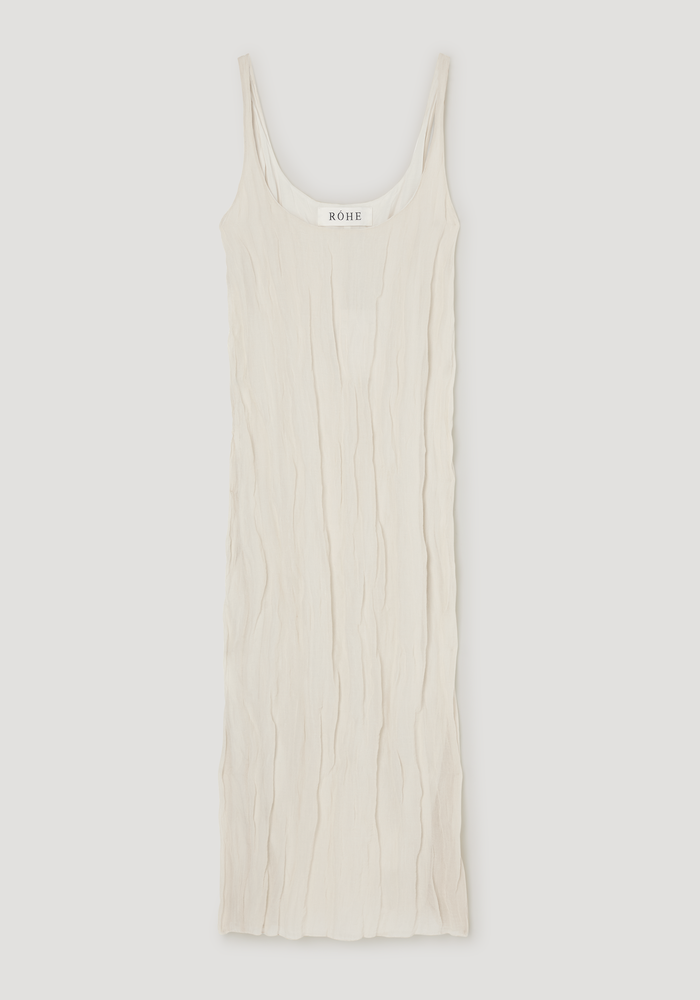 Textured square neck dress | cream