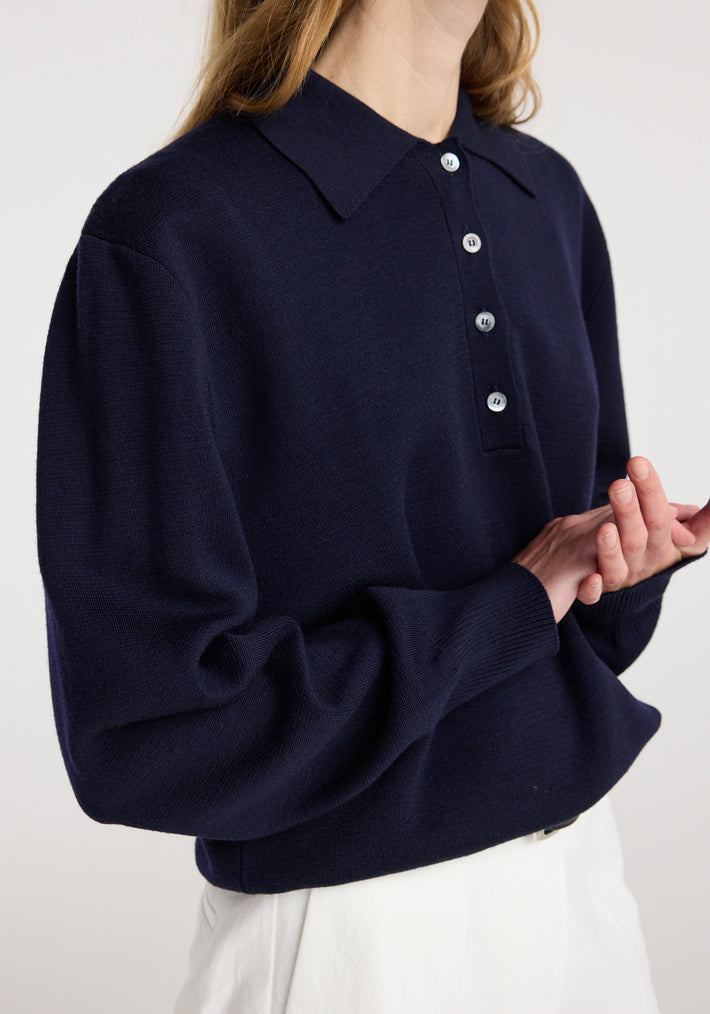 Merino wool polo | navy