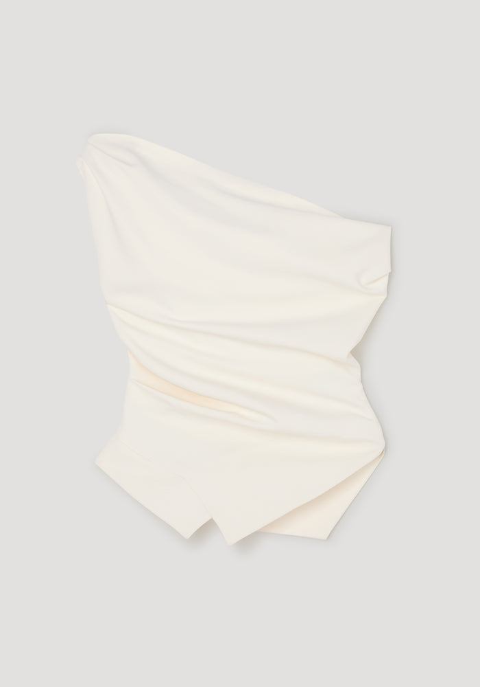 Off shoulder lapel top | off white