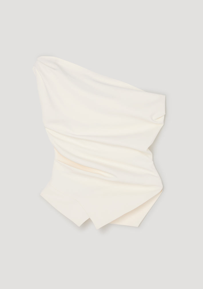 Off shoulder lapel top | off white