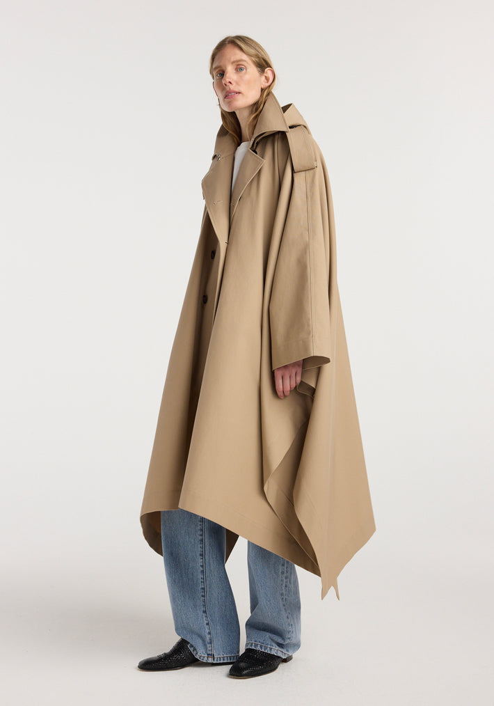 Hooded cape trenchcoat | beige