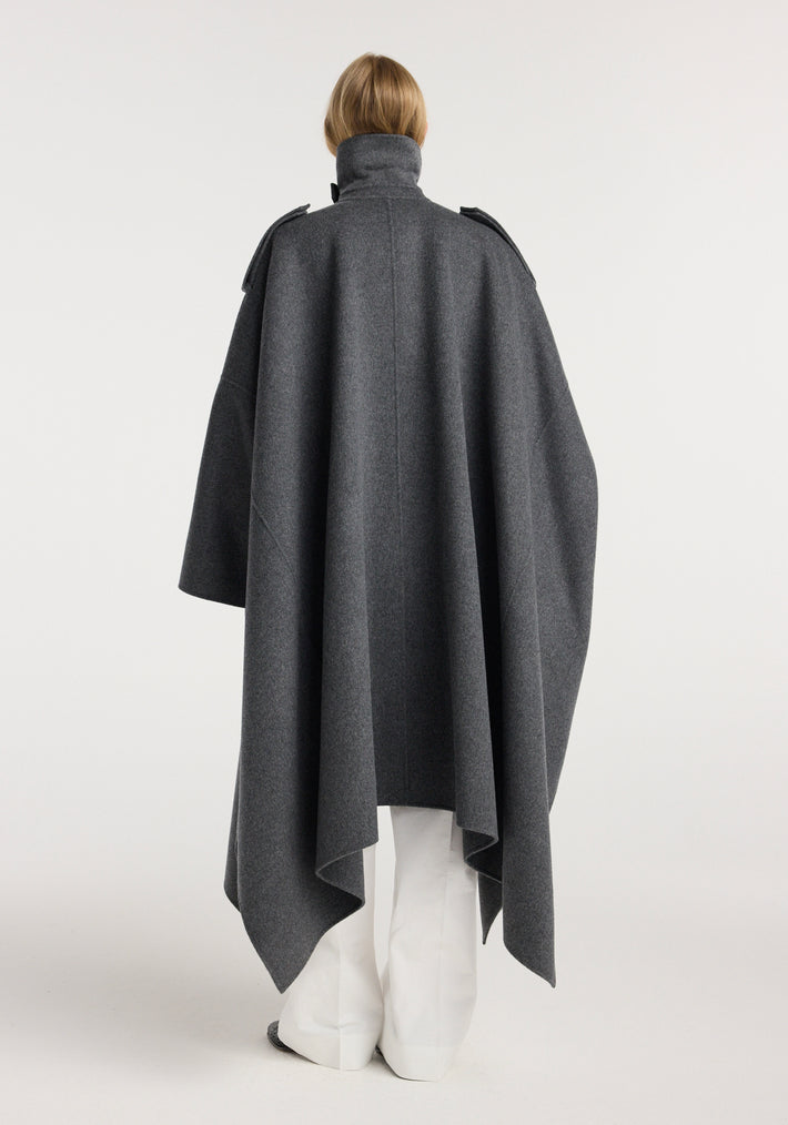 Double-faced cape trenchcoat | dark grey melange