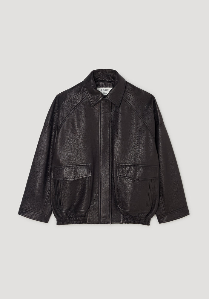 Grain leather aviator jacket | black