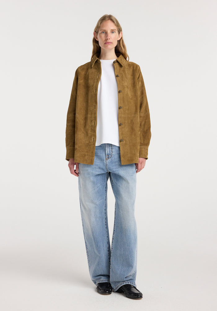 Suede pankou overshirt | sage