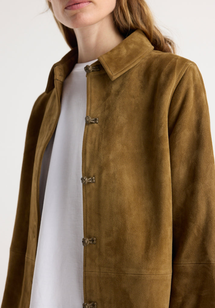Suede pankou overshirt | sage