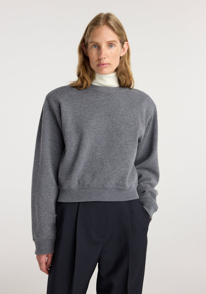 Statement shoulder crewneck | mid grey melange
