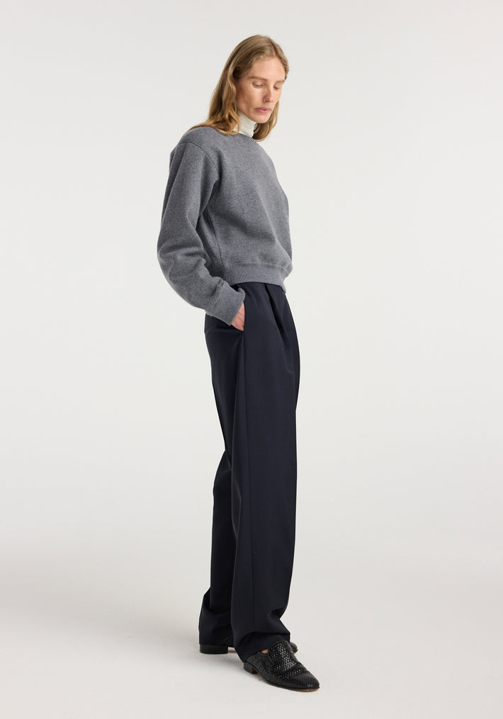 Statement shoulder crewneck | mid grey melange