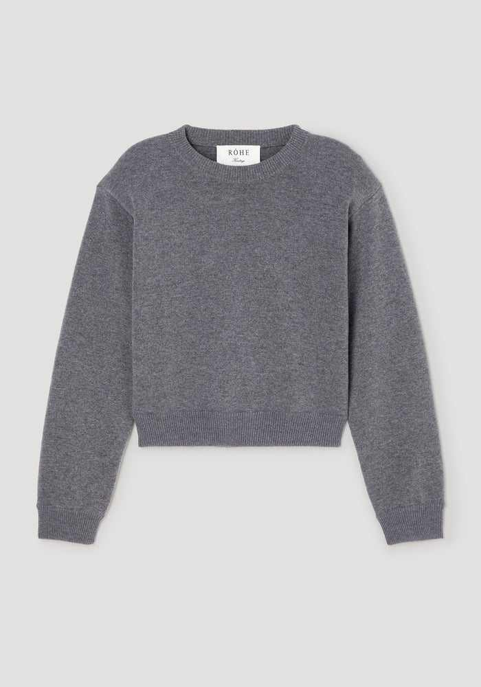 Statement shoulder crewneck | mid grey melange