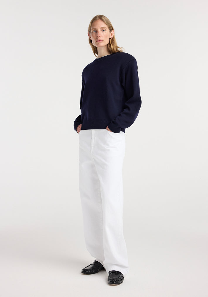 Statement shoulder crewneck | navy