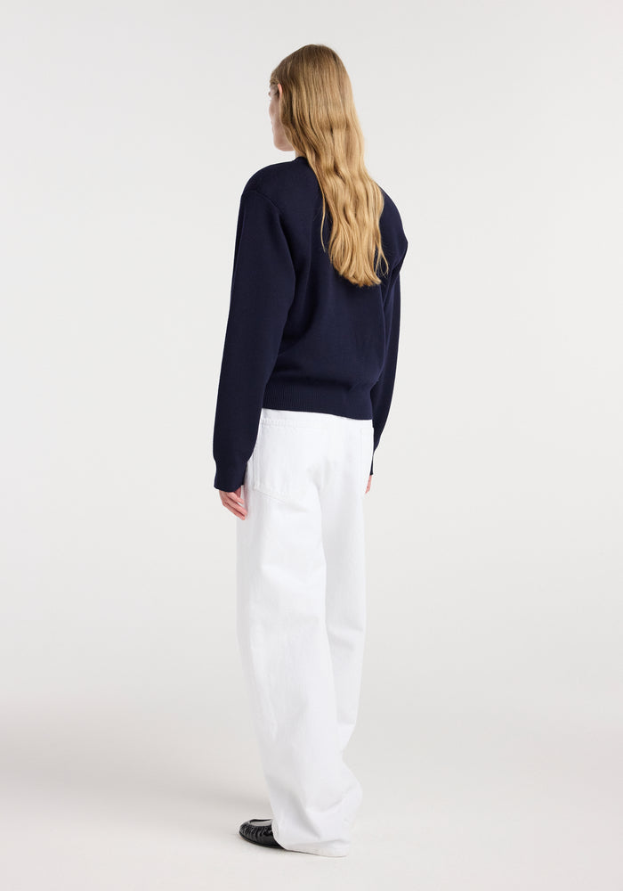 Statement shoulder crewneck | navy