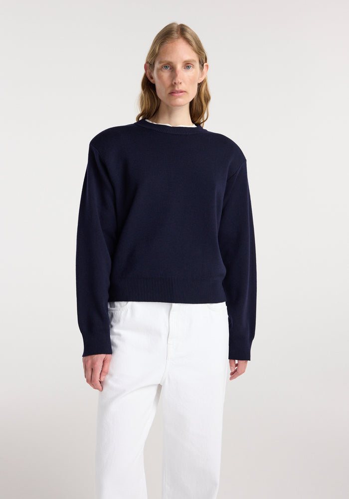 Statement shoulder crewneck | navy