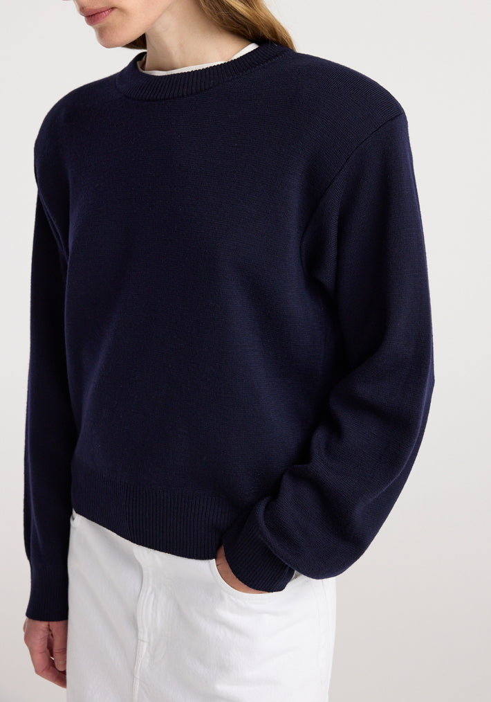 Statement shoulder crewneck | navy