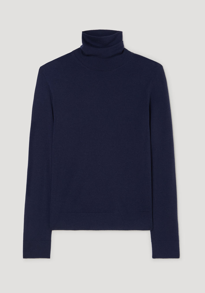 Fine-knit wool cashmere turtleneck | navy