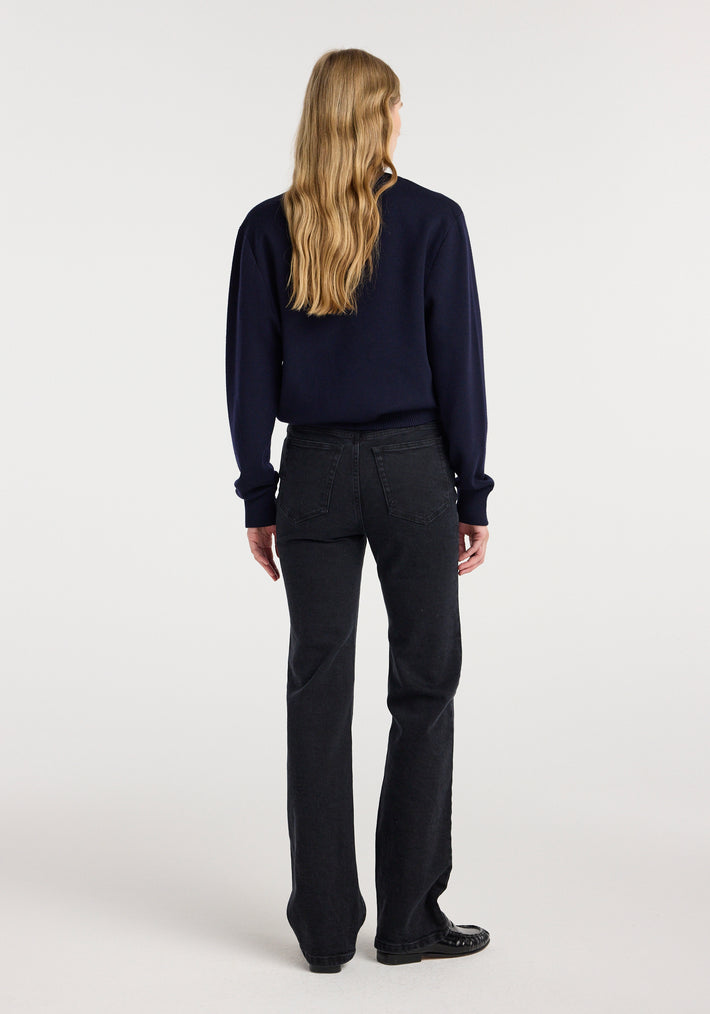 Lino - High-rise straight denim | black