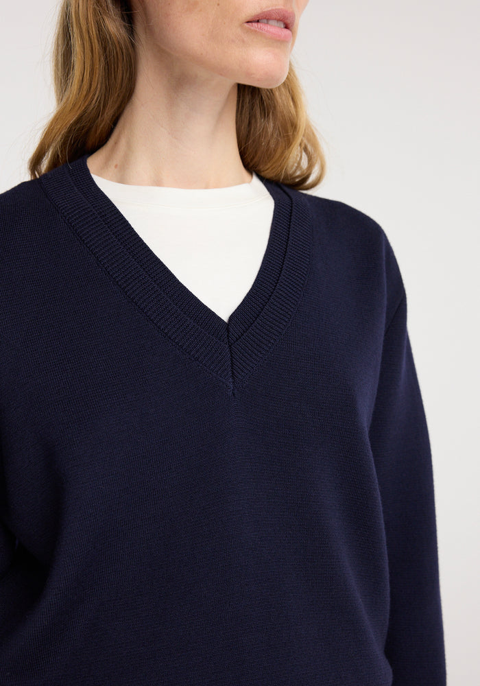 Double v-neck jumper | navy