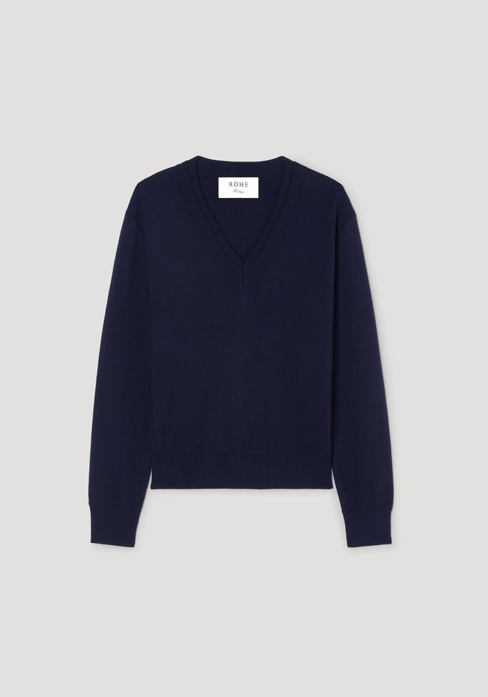 Double v-neck jumper | navy