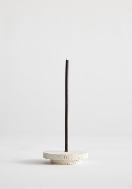 Dish candleholder small | travertine