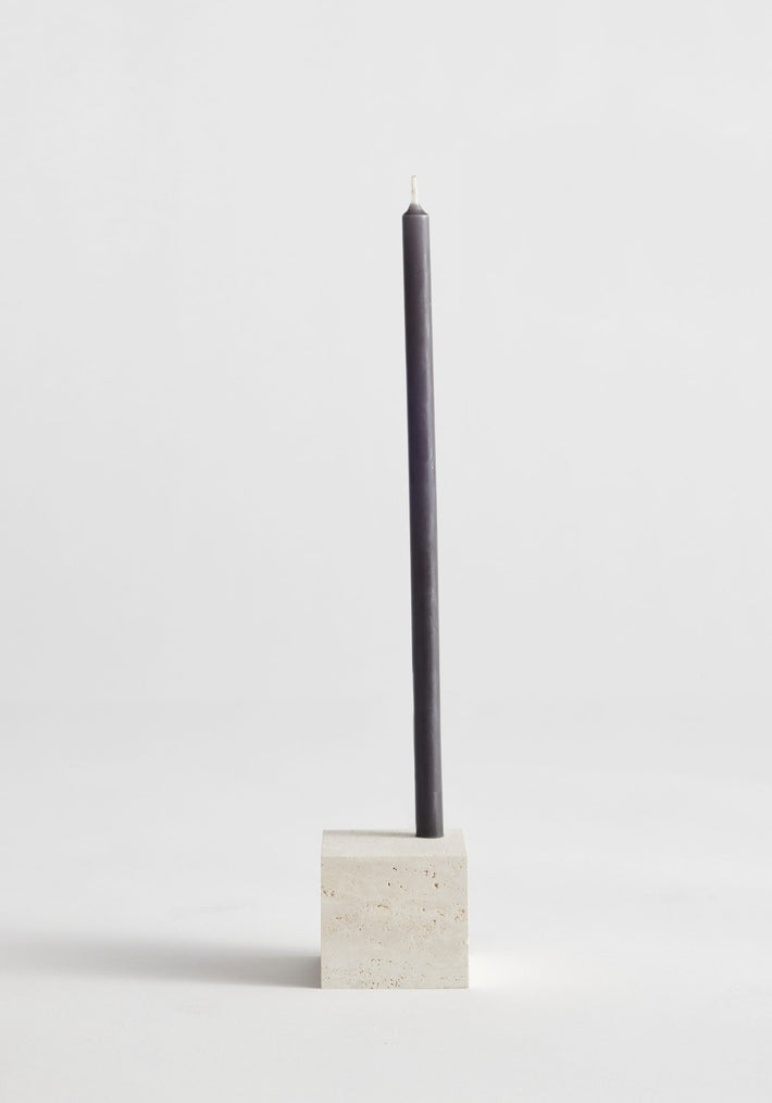 Two-way cube candleholder | travertine
