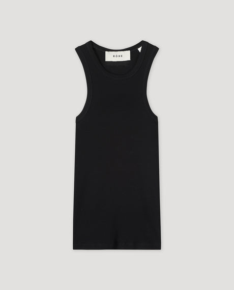Cotton rib tank top | noir