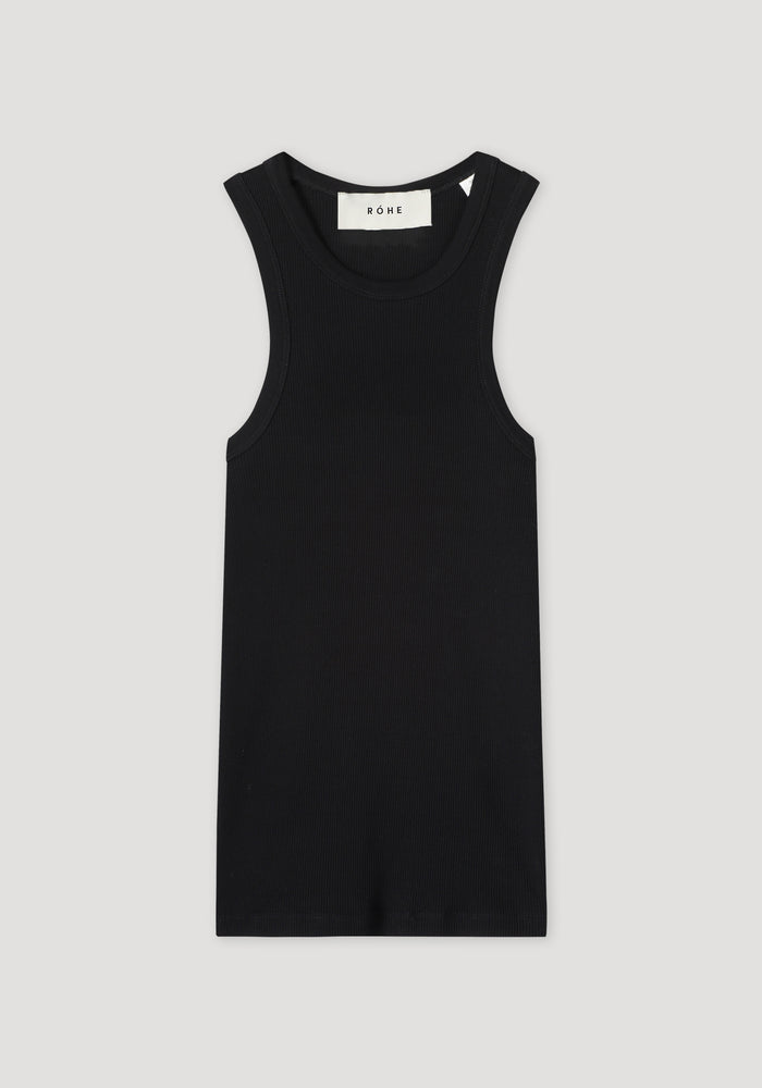 Cotton rib tank top | noir