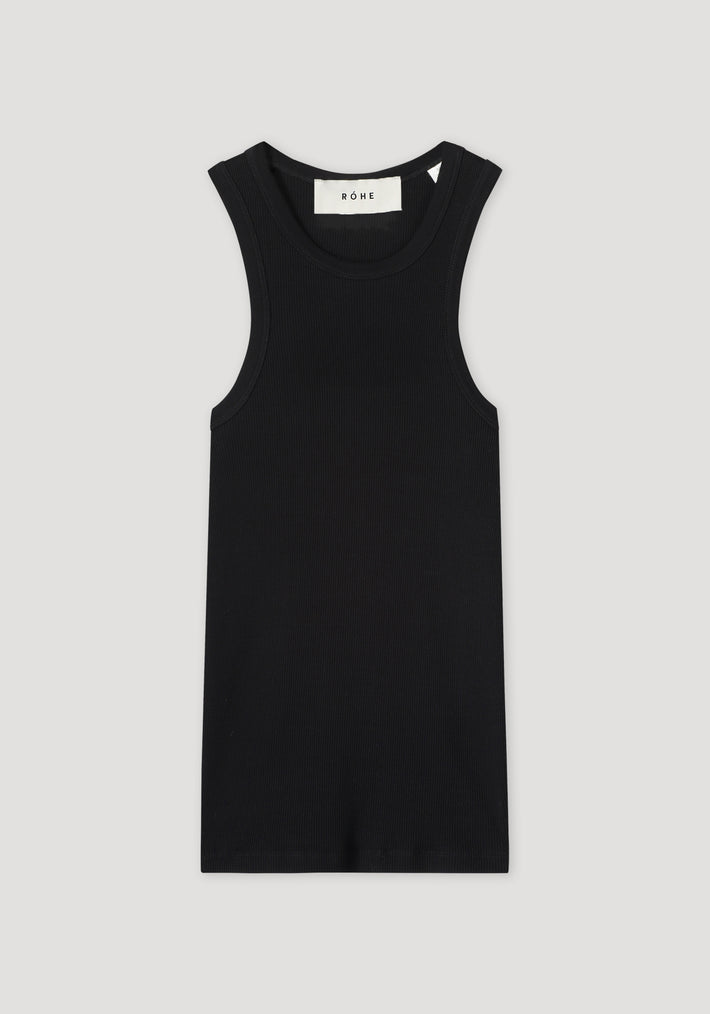 Cotton rib tank top | noir