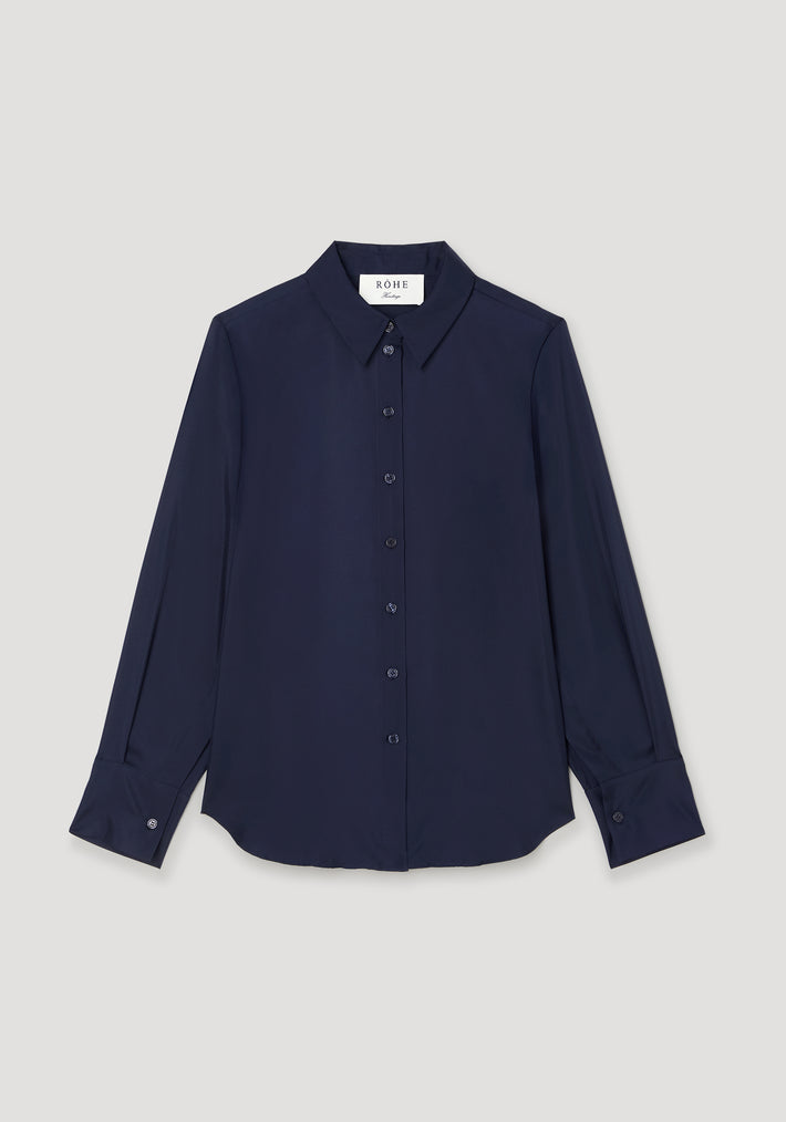 Silk open-sleeve detailed shirt | night