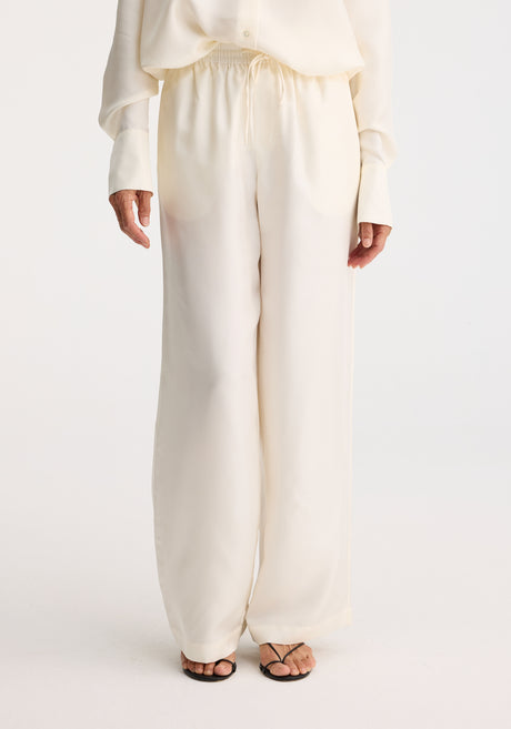 Relaxed silk trousers | Cream (O)