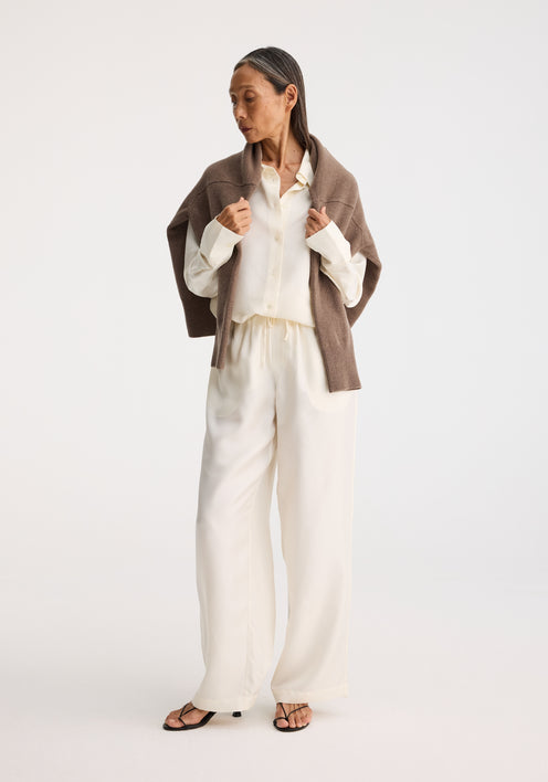 Relaxed silk trousers | Cream (O)