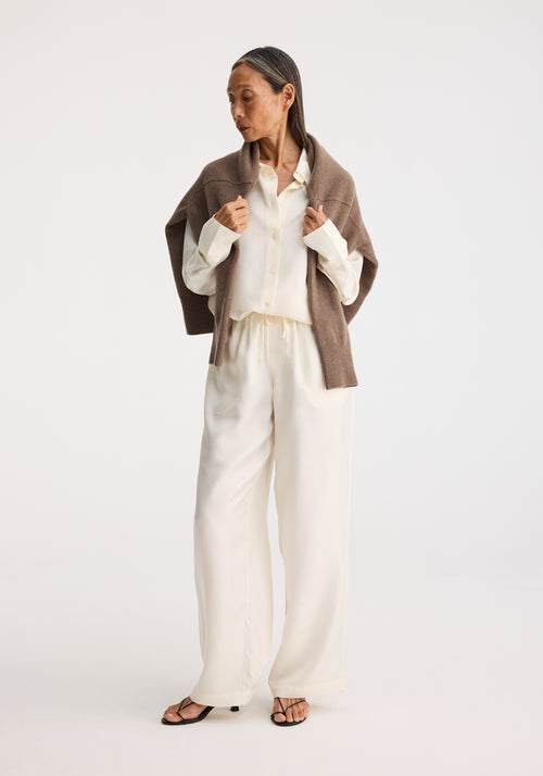 Relaxed silk trousers | cream