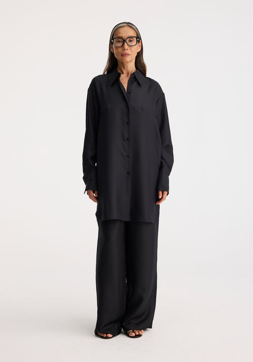 Signature elongated silk shirt | noir