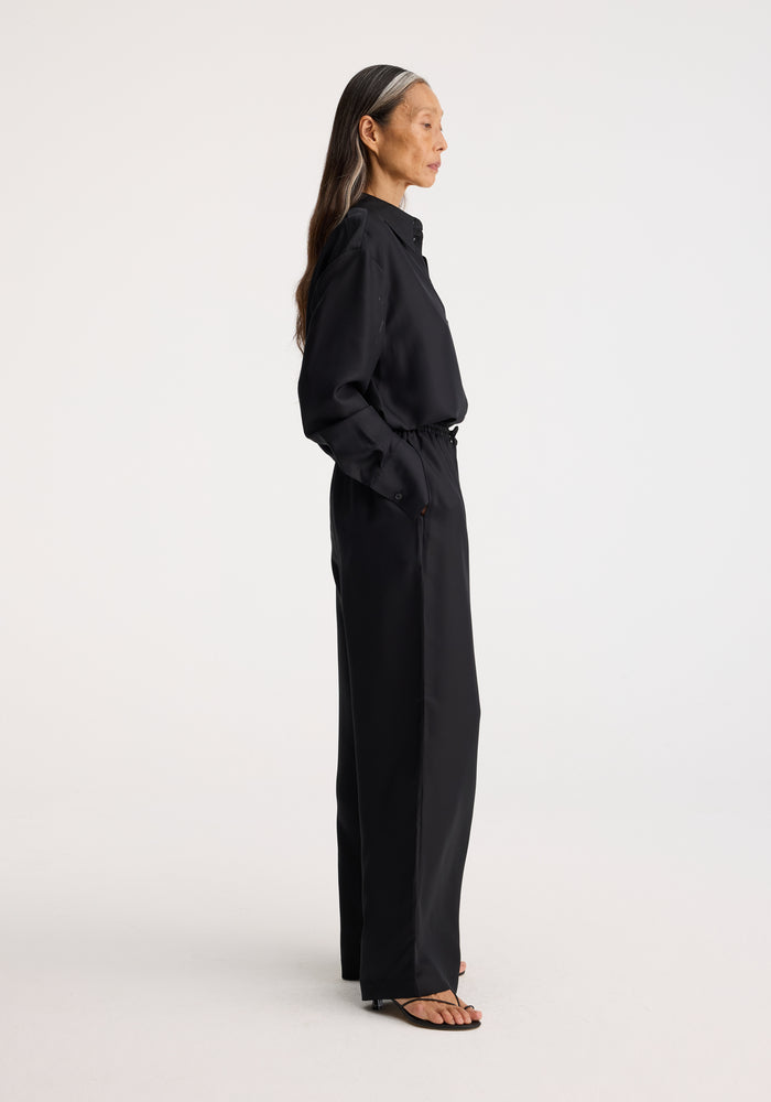 Wide leg silk trousers | black
