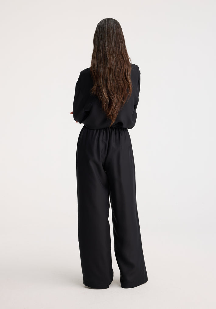 Wide leg silk trousers | black