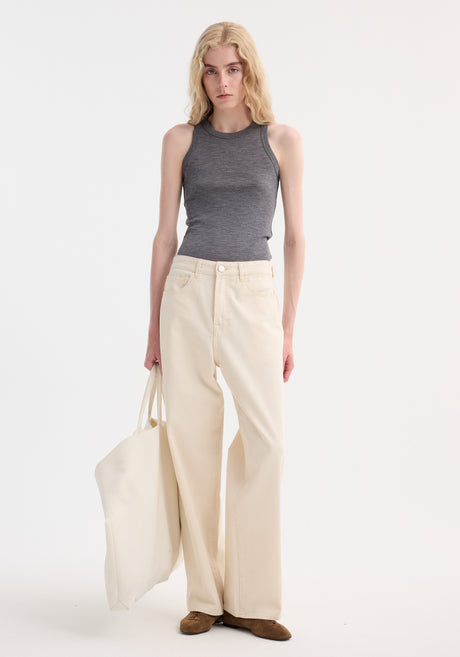 Racerback merino jersey top | mid grey melange