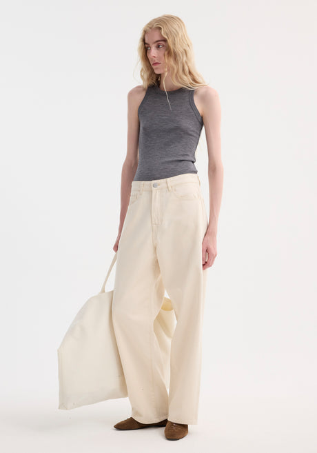 Racerback merino jersey top | mid grey melange