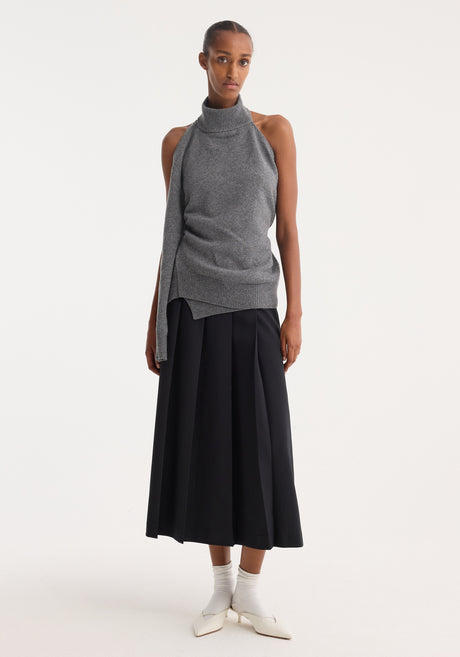 Single sleeve halter top | mid grey melange