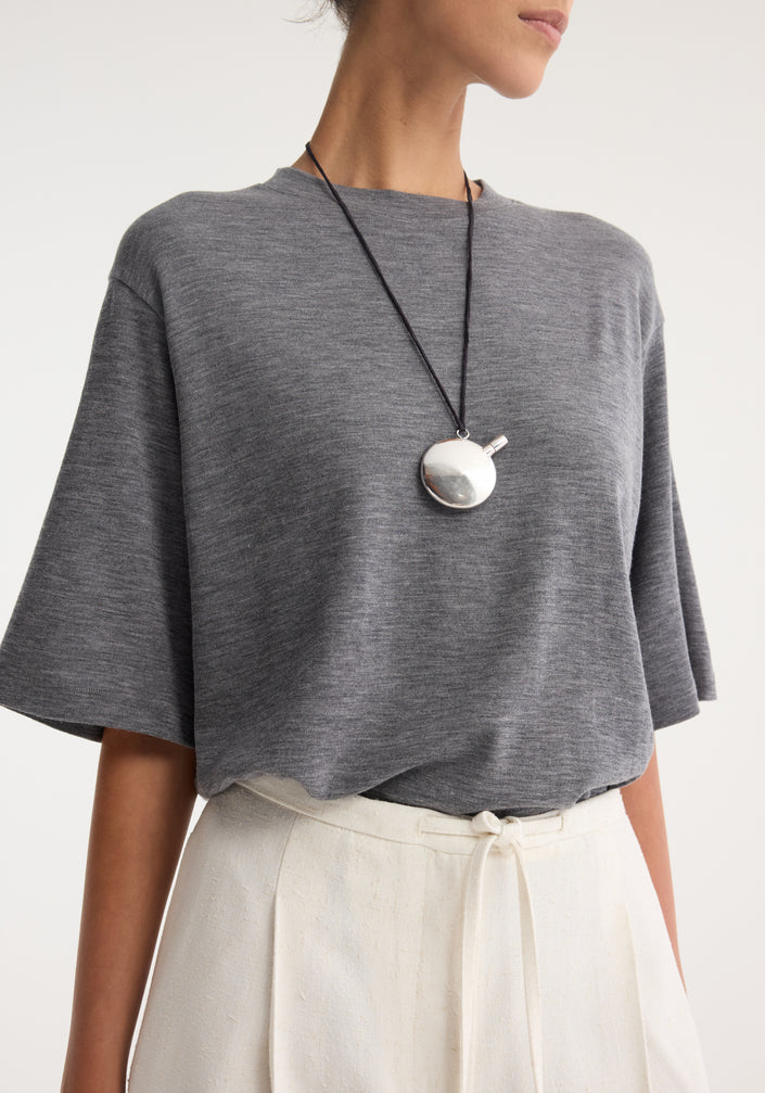 Oversized soft merino t-shirt | mid grey melange